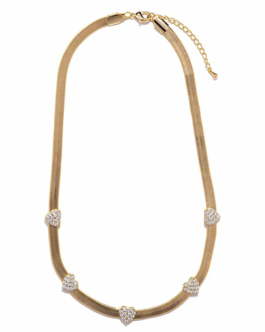 Jewelry * | Acce-001 Accessories From The Heart Pave Herringbone Necklace Final Sale