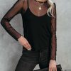 Clothing * | Proj-001 Tops Justine Long Sleeve Mesh Top Black Final Sale