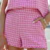 Clothing * | Fore-001 Gracie Pocketed High Rise Frayed Tweed Shorts Pink Final Sale Chic Matching Sets