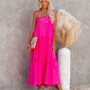 Clothing * | &Mer-001 Dresses Catch The Sun Tiered Midi Dress Hot Pink Final Sale