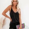 Clothing * | Chry-001 Everyday Essentials Just A Dream Knit Cami Tank Black