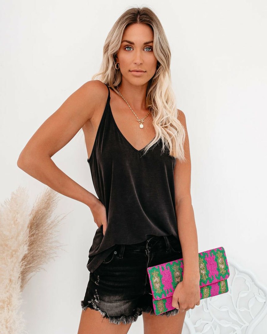 Clothing * | Chry-001 Everyday Essentials Just A Dream Knit Cami Tank Black