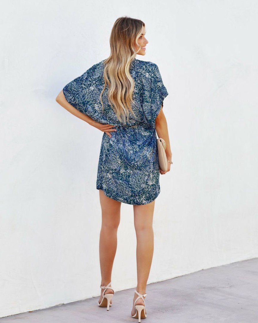 Clothing * | Dres-001 Seaside Printed Kimono Dress Dresses