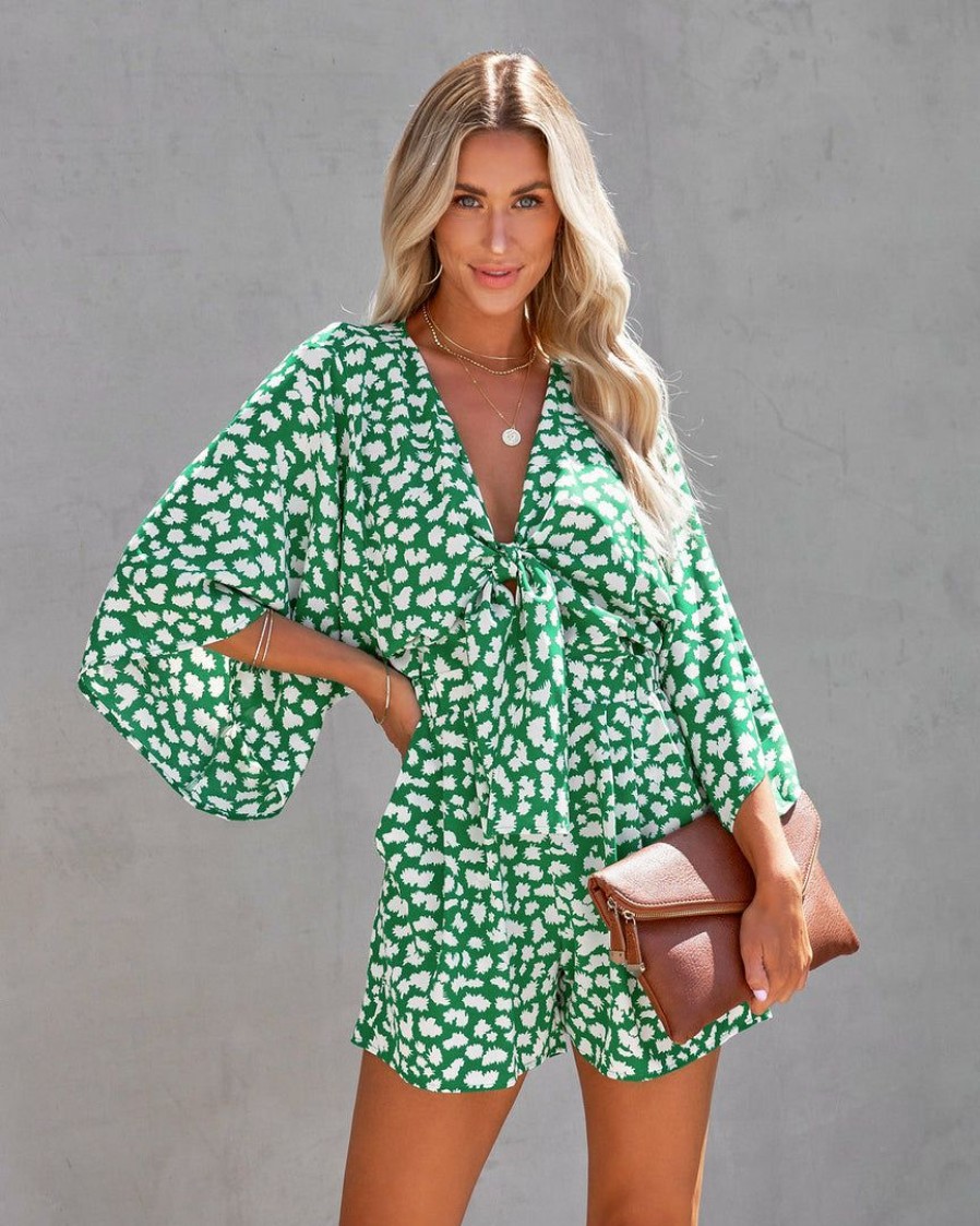 Clothing * | Flaw-001 Kella Pocketed Tie Romper Rompers + Jumpsuits