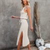 Clothing * | Prom-001 Jane Ribbed Knit Midi Dress Cream