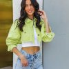 Clothing * | Pol-001 Adaley Cotton Distressed Crop Corduroy Jacket Lime Final Sale Coats & Jackets