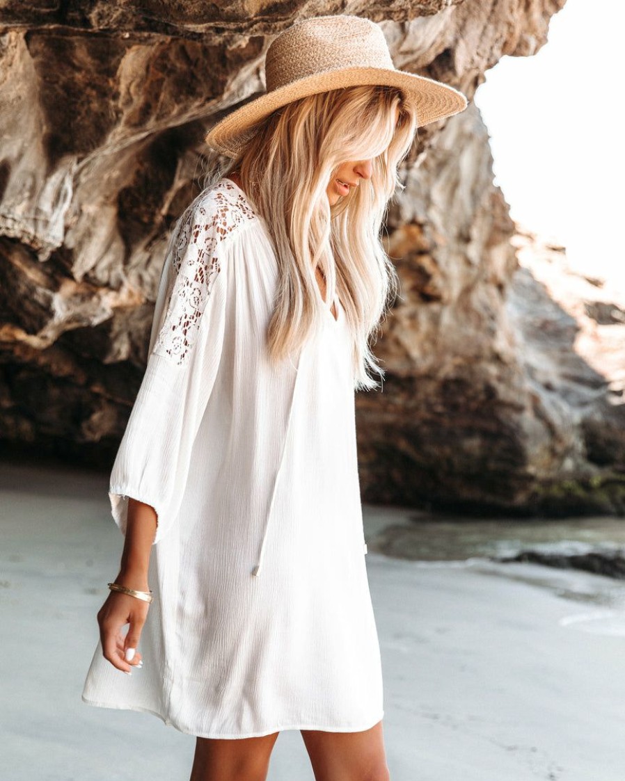 Clothing * | Love-003 Calabasas Lace Cover-Up Dress Off White