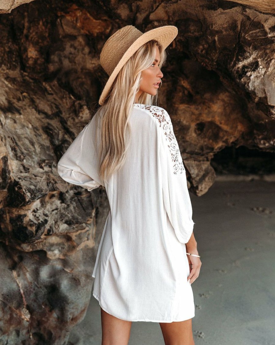 Clothing * | Love-003 Calabasas Lace Cover-Up Dress Off White