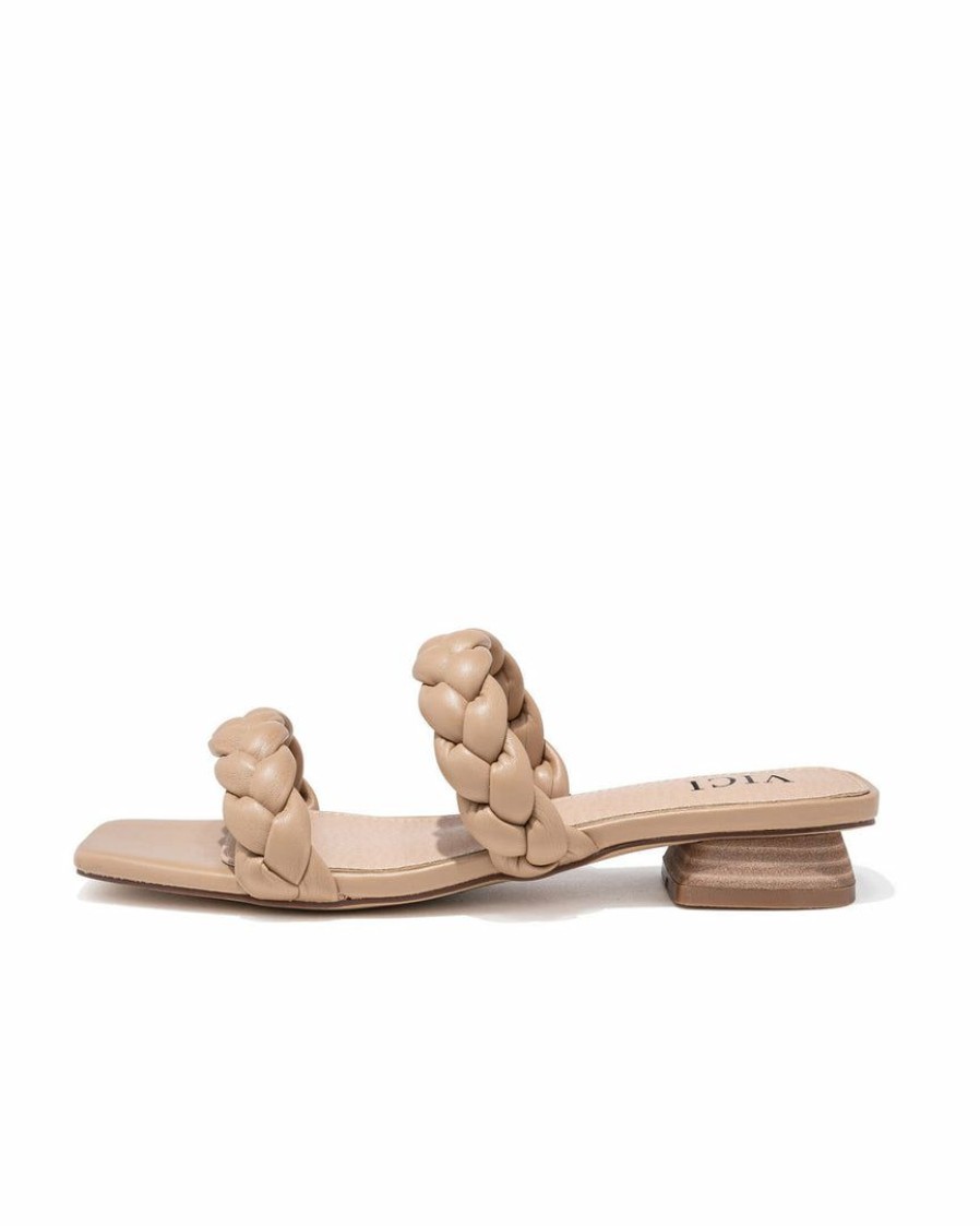 Shoes * | Free-002 Sidney Braided Square Toe Sandal Camel Shoes