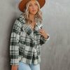 Clothing * | Lush-001 Pinole Pocketed Plaid Teddy Jacket Grey Final Sale Coats & Jackets