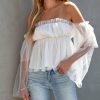 Clothing * | On T-001 Bride To Be Renley Off The Shoulder Tulle Blouse White