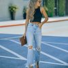 Clothing * | Hidd-002 Cosmia High Rise Distressed Crop Flare Denim The Denim Shop