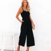 Clothing * | Dee-001 Rompers + Jumpsuits Dollhouse Cotton Pocketed Tie Back Jumpsuit Black Final Sale