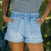 Clothing * | Kanc-001 Morrisen Pocketed Chambray High Waisted Shorts Final Sale