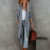 Clothing * | On T-001 Sweaters Cinnamon Pocketed Knit Cardigan Heather Grey