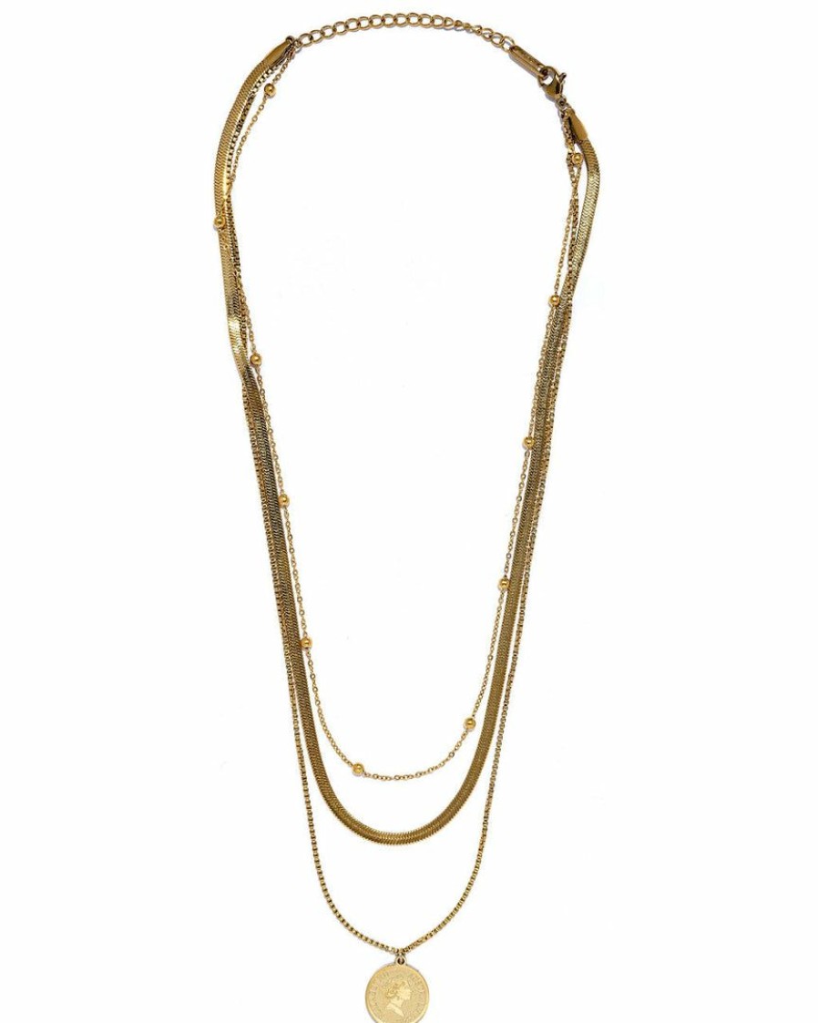 Jewelry * | Acce-001 Sweet Summertime Blaire Gold Layered Coin Necklace