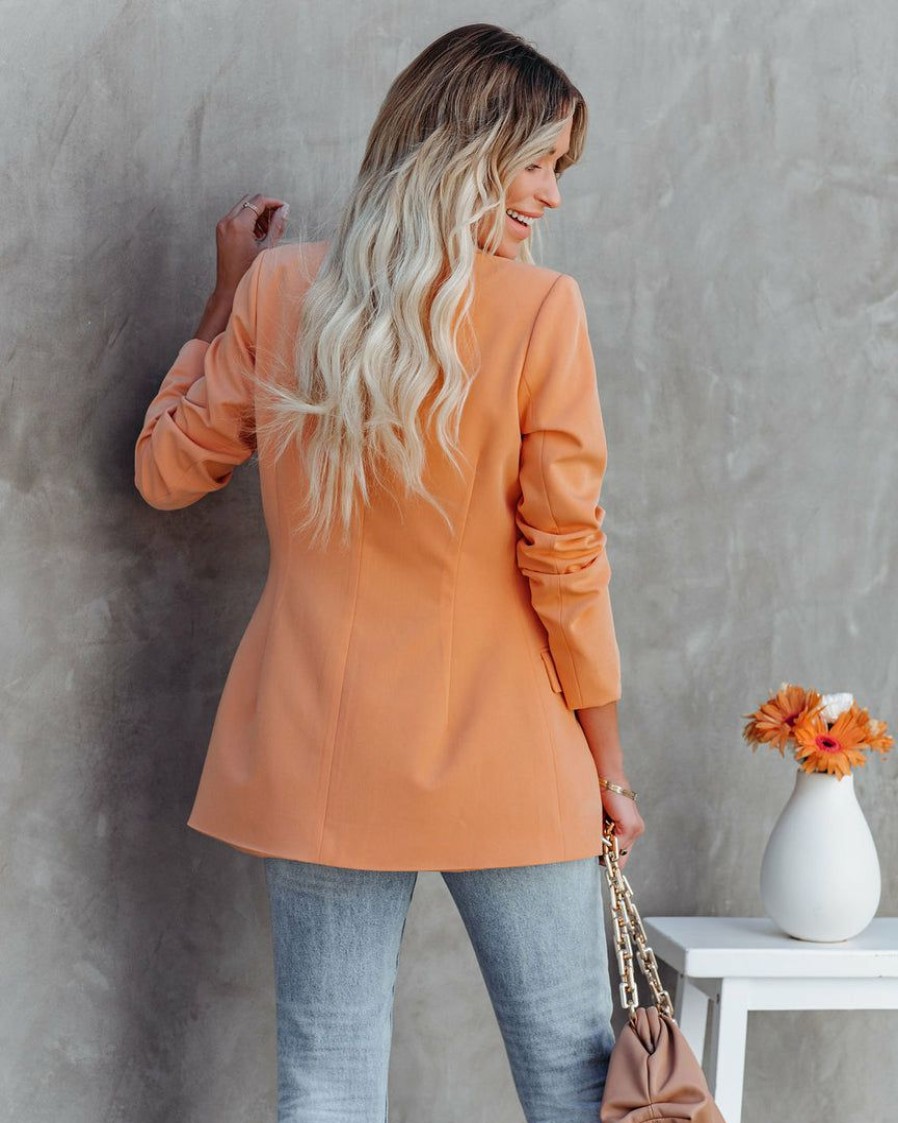 Clothing * | Fore-001 Take Me To Miami Meena Pocketed Blazer Pale Orange