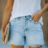 Clothing * | Hidd-002 Elena High Rise Distressed Denim Mom Shorts