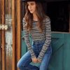 Clothing * | Sage-001 Casablanca Striped Shimmer Knit Top Final Sale Tops