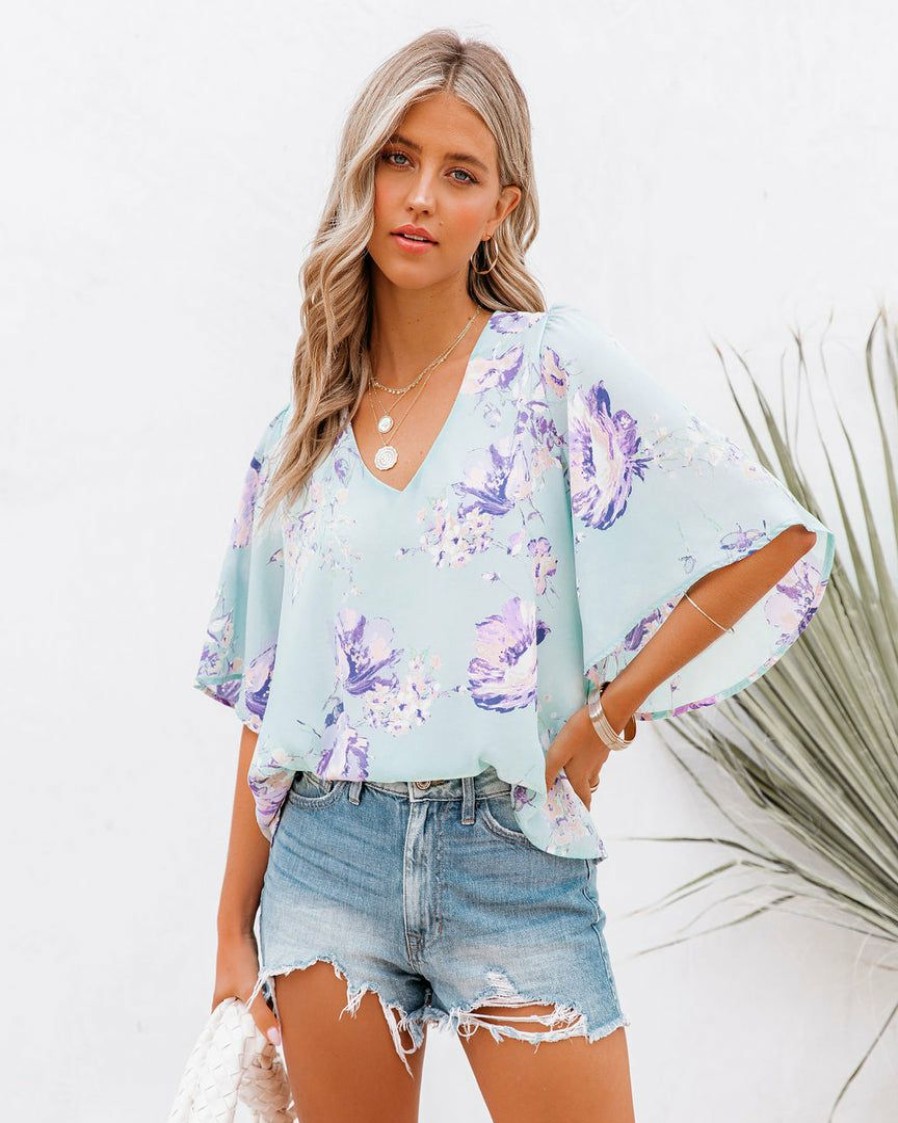 Clothing * | Tych-001 Tops Ferreira Floral Bell Sleeve Blouse Final Sale