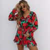 Clothing * | Suga-001 Rosebud Satin Floral Ruffle Romper Final Sale Rompers + Jumpsuits