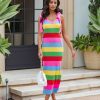 Clothing * | Endl-001 De Colores Striped Ribbed Knit Midi Dress Final Sale Take Me To Miami