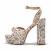 Shoes * | Free-002 Guest Of Wedding Poppy Heeled Python Platform Sandal Beige