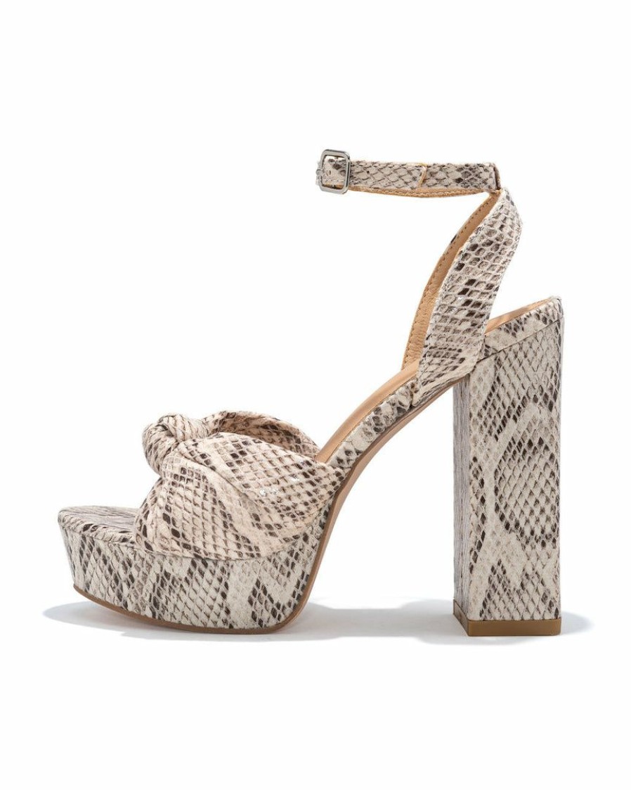 Shoes * | Free-002 Guest Of Wedding Poppy Heeled Python Platform Sandal Beige