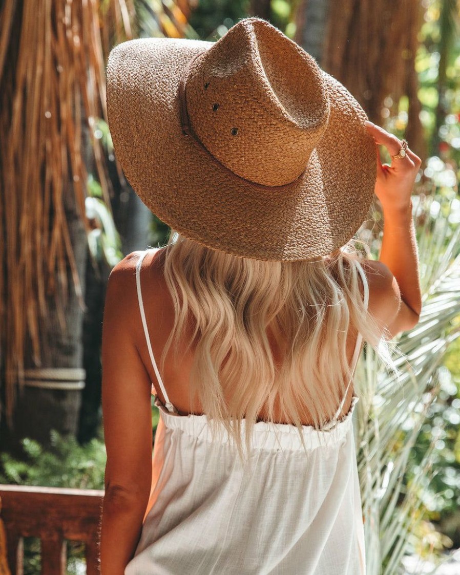 Accessories * | Fame-001 Sunny Daze Houston Straw Sun Hat Tan Final Sale