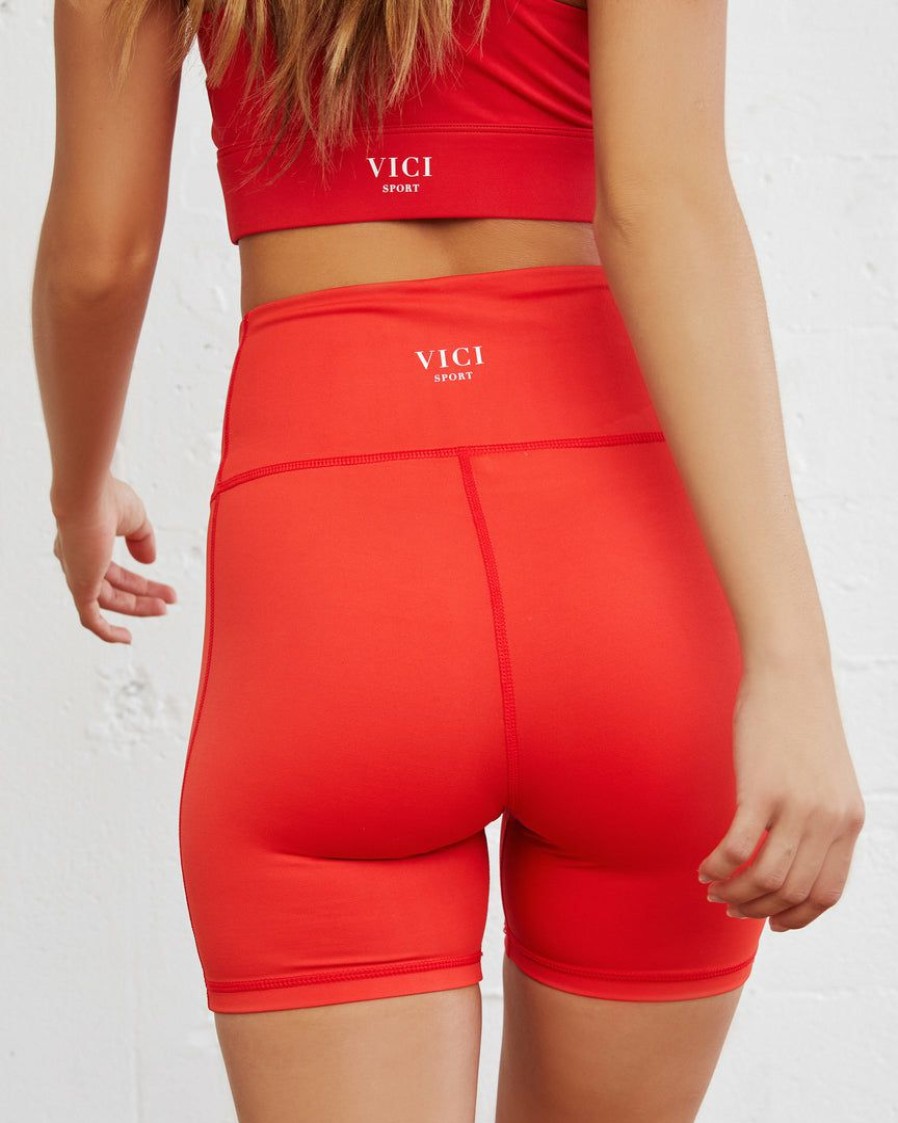 Clothing * | All-001 Vici Exclusives Superset Biker Shorts Flame Red Final Sale