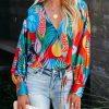 Clothing * | Dres-001 Tropical Frenzy Satin Drape Blouse Final Sale