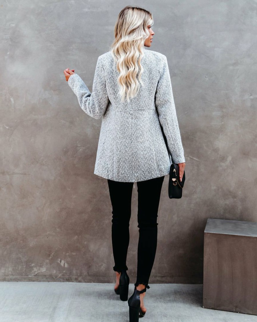 Clothing * | Entr-001 Tayshia Pocketed Coat Heather Grey