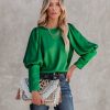 Clothing * | On T-001 Centerpiece Satin Statement Blouse Emerald