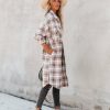 Clothing * | Acoa-001 Tanja Pocketed Plaid Button Down Shacket Copper