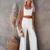 Clothing * | Olia-001 Campfire Wide Leg Ribbed Knit Pants White