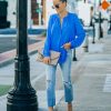 Clothing * | Oliv-001 To The Fullest Split Neck Blouse Royal Blue Final Sale Take Me To Miami