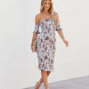 Clothing * | Dee-001 Brinkley Floral Off The Shoulder Smocked Midi Dress Dresses