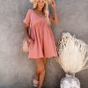 Clothing * | Must-001 Oatland Cotton Pocketed Babydoll Dress Rose Final Sale