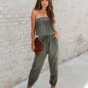 Clothing * | Must-001 Reevy Strapless Pocketed Jumpsuit Charcoal