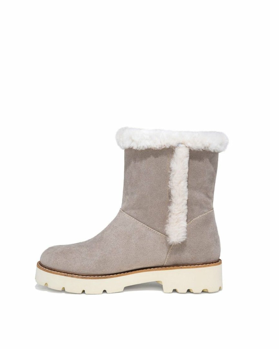 Shoes * | Free-002 Nordic Faux Fur Trim Boot Grey Final Sale Shoes