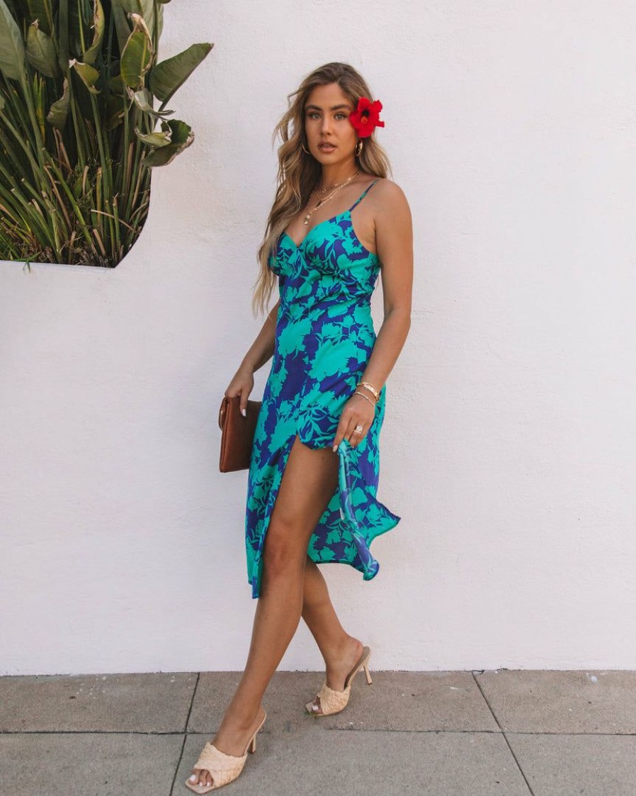 Clothing * | Lumi-001 The Vacation Shop Oceans Away Floral Midi Dress