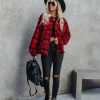 Clothing * | Pol-001 South Lake Frayed Plaid Shacket Red Final Sale Everyday Essentials