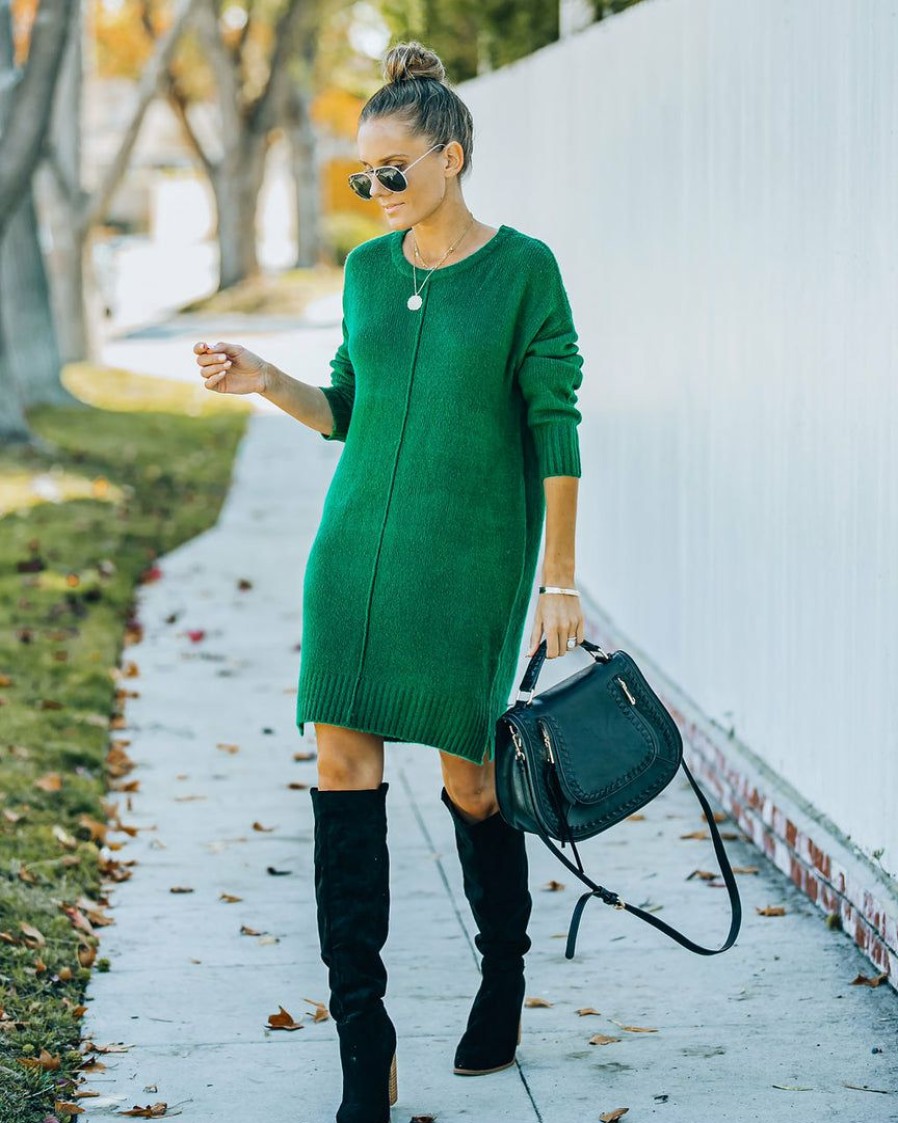 Clothing * | Newb-001 Smoky Mountain Sweater Dress Green Final Sale