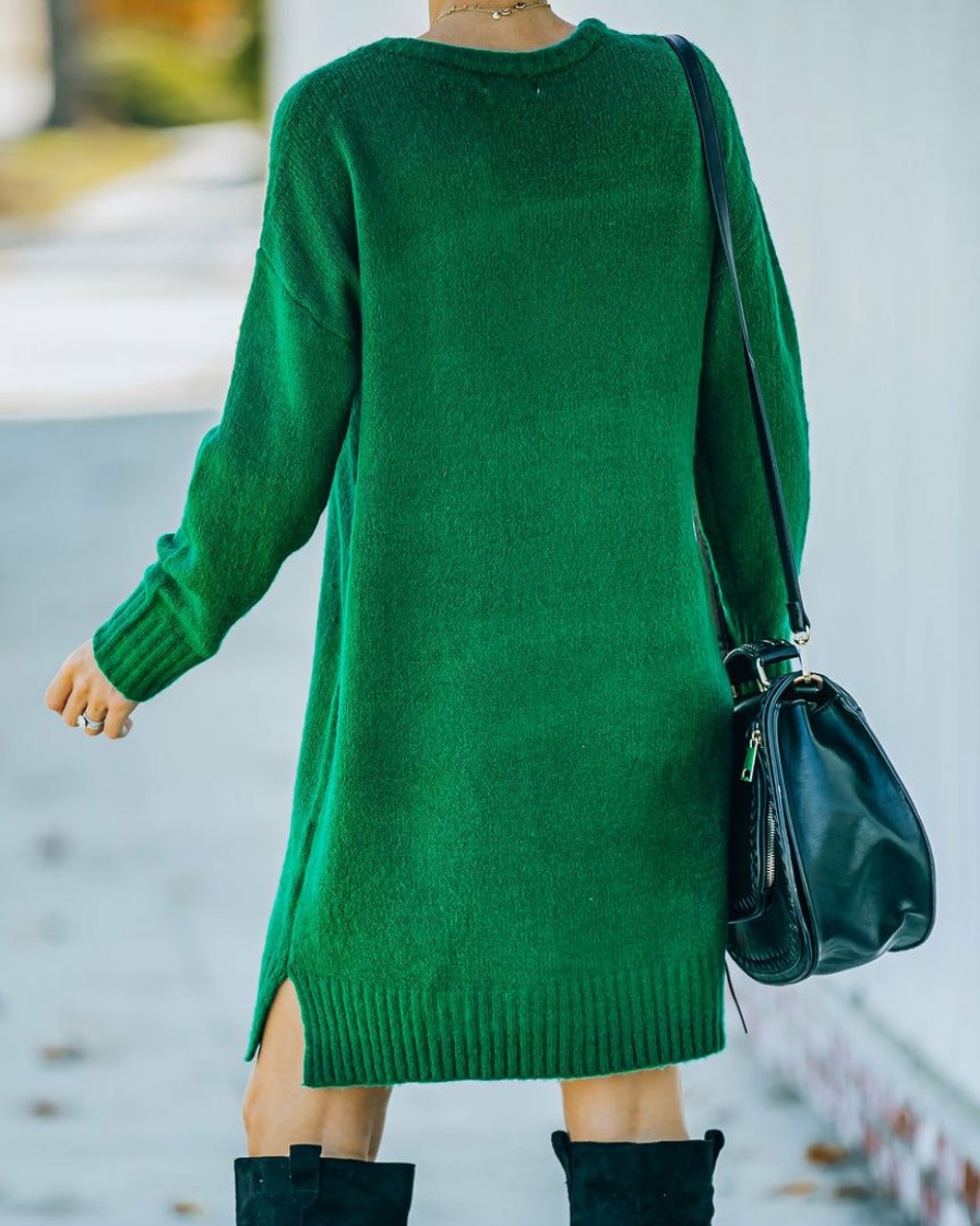 Clothing * | Newb-001 Smoky Mountain Sweater Dress Green Final Sale