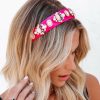 Accessories * | Acce-001 Chloe Crystal Headband Pink Final Sale