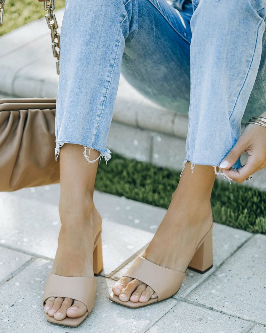 Shoes * | Shu -001 At My Best Block Heeled Sandal Nude Final Sale Sunny Daze