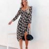 Clothing * | Lush-001 Guest Of Wedding Raissa Floral High Low Midi Dress Black Multi Final Sale