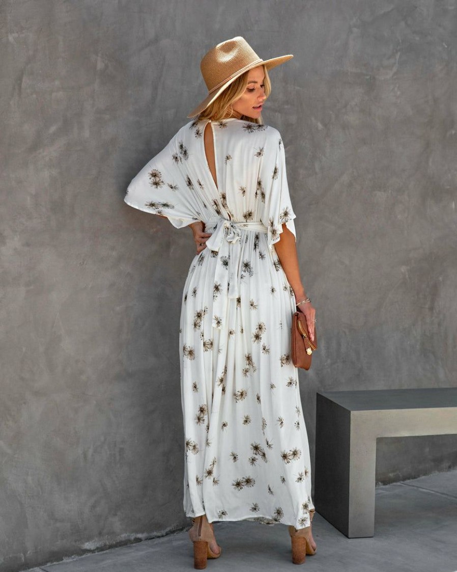 Clothing * | Dres-001 Bump Friendly Memorable Summer Floral Pocketed Maxi Dress