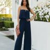 Clothing * | Tych-001 Rompers + Jumpsuits Crystal Clear Strapless Jumpsuit Navy