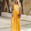 Clothing * | Enc-001 Take Me To Miami Club Tropicana Embroidered Maxi Dress Yellow